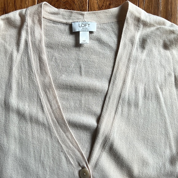 Loft Short Sleeved Button Cardigan, Cream Size MP - Picture 4 of 7